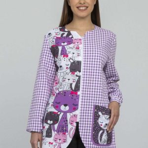 Camice con zip scozzese gattini