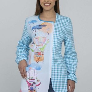 Camice con zip Quadretti azzurro Globo