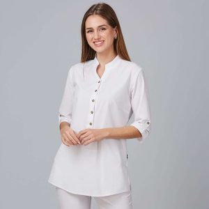 Camicia Blusa Mao Neck