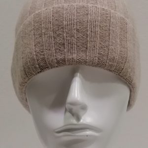 CUFFIA BERRETTA A COSTE 100% CASHMERE BEIGE CHIARO MADE IN ITALY