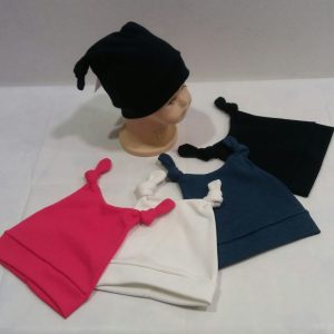 BERRETTA CUFFIA BIMBO NEONATO COTONE CON NODI MADE IN ITALY DALLA MISURA 44 ALLA 48