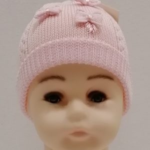 CAPPELLINO BERRETTINA CUFFIETTA NEONATO ROSA MISURA 38/40 PURO COTONE MADE IN ITALY