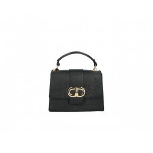 BORSA A MANO CON TRACOLLA IN PELLE  NERO MADE IN ITALY