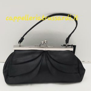 BORSA CLUTCH BUSTA POCHETTE CERIMONIA RASO NERO A MANO