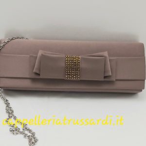 BORSA BUSTA POCHETTE CERIMONIA RASO TAUPE TORTORA