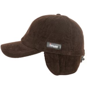 BERRETTO BASEBALL VISIERA CON PARAORECCHIE VELLUTO RIGHE CON INTERNO THINSULATE MARRONE