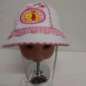 CAPPELLO BABY BIMBA CLOCHE WINNIE THE POOH COTONE BIANCO ROSA MISURA 46
