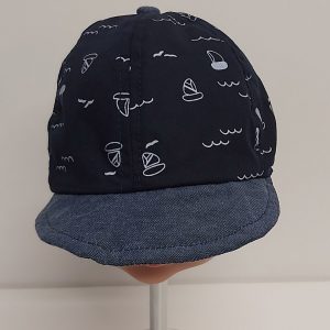 CAPPELLINO VISIERA BABY BIMBO NEONATO COTONE BLU JEANS