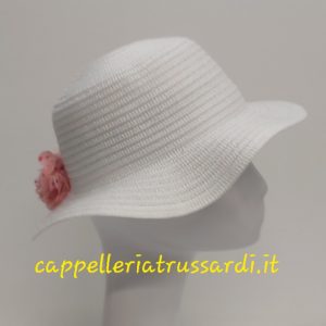 CAPPELLO DA SOLE BAMBINA PAGLIA BIANCO TESA LARGA