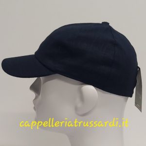CAPPELLO BASEBALL VISIERA 100% LINO MADE IN ITALY BLU SCURO CHIUSO DIETRO