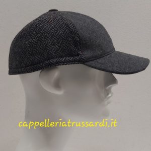 BERRETTO BASEBALL VISIERA 100% LANA GRIGIO SPIGATO CON PARAORECCHIE MADE IN ITALY MISURA 62