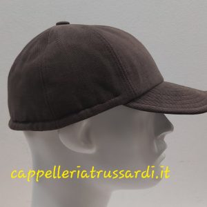 BERRETTO BASEBALL VISIERA MARRONE IN CANVAS CON PARAORECCHIE MADE IN ITALY