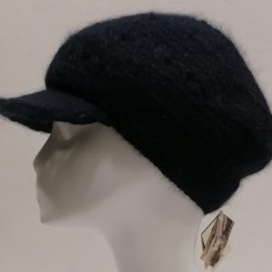 CAPPELLO BERRETTO DONNA CON VISIERA in maglia ANGORA MADE IN ITALY BLU