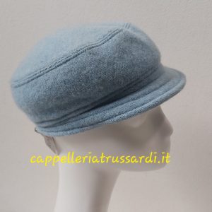 CAPPELLO BERRETTO VISIERA AZZURRO PURA LANA MADE IN ITALY MISURA 55/56