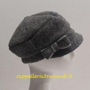 BERRETTO CAPPELLO VISIERA LANA COTTA GRIGIO MADE IN ITALY