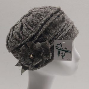 CAPPELLO BERRETTO TURBANTE DONNA GRIGIO TAUPE MADE IN ITALY