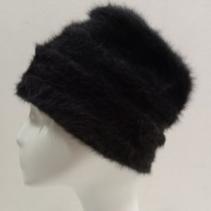 CAPPELLO BERRETTO TURBANTE DONNA 100% ANGORA NERO MADE IN ITALY misura 55/56