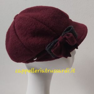 CAPPELLO BERRETTONE VISIERA LANA COTTA BORDEAUX MADE IN ITALY