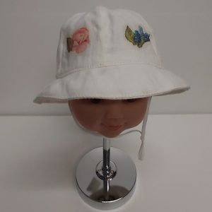 Cappello baby bimba cloche puro lino con disegni Made in Italy