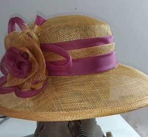 CAPPELLO CERIMONIA ELEGANT GIALLO HAT HUT CHAPEAU