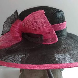 CAPPELLO CERIMONIA DONNA NERO FUXIA HAT ELEGANT MADE IN ITALY