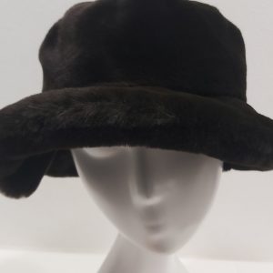 CAPPELLO CLOCHE CON TESA ECOPELLICCIA TESTA MORO MARRONE MADE IN ITALY