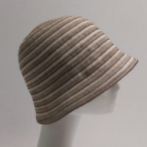 CAPPELLO DONNA CLOCHE PAGLIA RIGHE BEIGE MADE IN ITALY