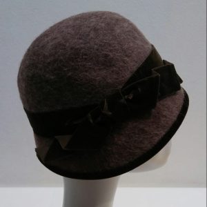 CAPPELLO CLOCHE FELTRO MARRONE MELANGE PURA LANA MADE IN ITALY