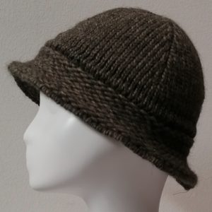 CAPPELLO CLOCHE MAGLIA LANA ALPACA MADE IN ITALY MARRONE TAUPE