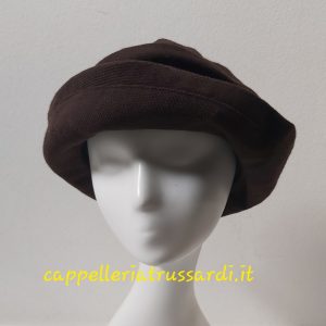 CAPPELLO CLOCHE IN TESSUTO MARRONE MADE IN ITALY