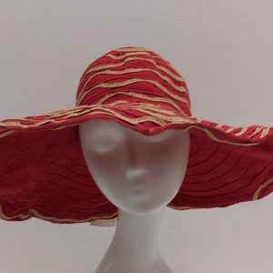 CAPPELLO ESTIVO CERIMONIA SOLE TESA LARGA ROSSO ORO MADE IN ITALY