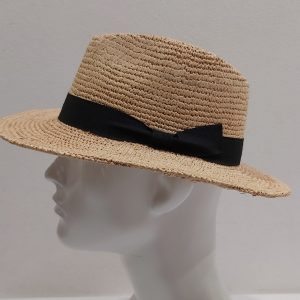 CAPPELLO PAGLIA FASCIA NERA TESA LARGA MADE IN ITALY