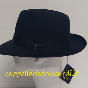 Cappello fedora Hat Hut BORSALINO AUGUSTA In Feltro Di Lapin BLU Made in Italy
