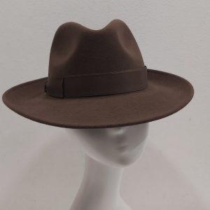 CAPPELLO MARRONE TORTORA FELTRO LANA FEDORA TIPO BORSALINO MADE IN ITALY