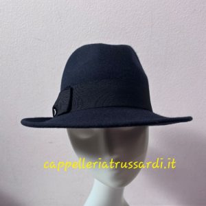 CAPPELLO BLU FELTRO LANA FEDORA TIPO BORSALINO MADE IN ITALY