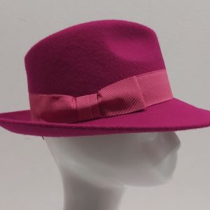 CAPPELLO FUXIA FELTRO LANA FEDORA TIPO BORSALINO MADE IN ITALY