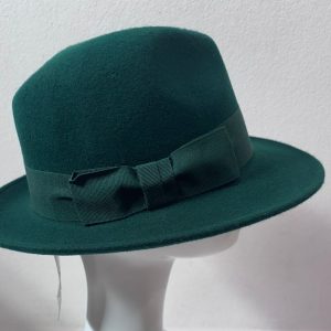 CAPPELLO VERDE BOTTIGLIA FELTRO LANA FEDORA TIPO BORSALINO MADE IN ITALY