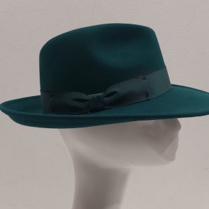 CAPPELLO VERDE BOTTIGLIA FELTRO LANA FEDORA TIPO BORSALINO MADE IN ITALY