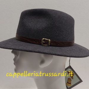 CAPPELLO INDIANA JONES CASUAL FELTRO LANA GRIGIO CINTURINO Made in Italy