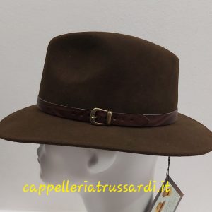 CAPPELLO INDIANA JONES CASUAL FELTRO LANA MARRONE CINTURINO Made in Italy