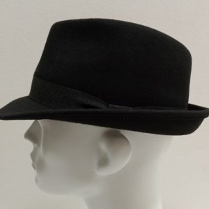 CAPPELLO FELTRO LANA TRILBY NERO TESA STRETTA MADE IN ITALY