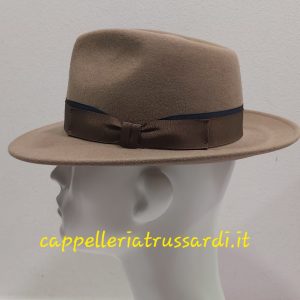 CAPPELLO FEDORA TIPO BORSALINO FELTRO LANA BEIGE CAMMELLO Made in Italy