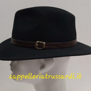 CAPPELLO INDIANA JONES CASUAL FELTRO LANA NERO CINTURINO   Made in Italy