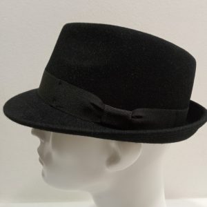 CAPPELLO FELTRO LAPIN TRILBY NERO TESA STRETTA MADE IN ITALY
