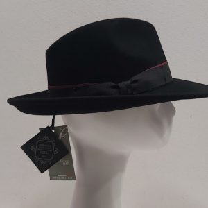 CAPPELLO NERO FELTRO LANA FEDORA TIPO BORSALINO MADE IN ITALY