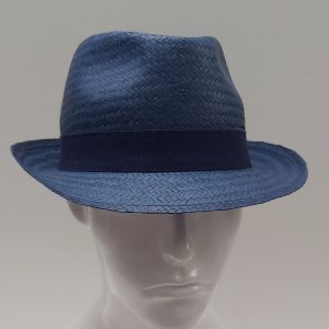 CAPPELLO TRILBY PAGLIA BLU DENIM TESA STRETTA MADE IN ITALY MISURA 61