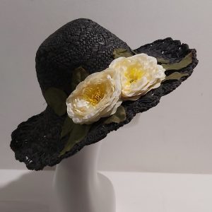 CAPPELLO DONNA PAGLIA NERO TESA LARGA