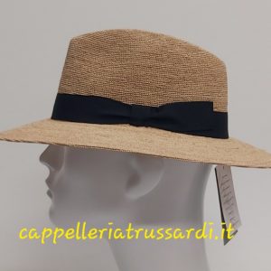 CAPPELLO PAGLIA RAFIA FINE FASCIA NERA TESA LARGA MADE IN ITALY