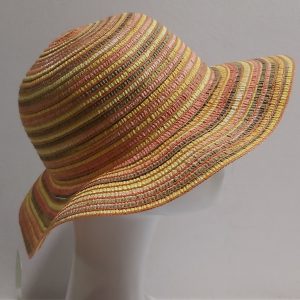 CAPPELLO DONNA PAGLIA RIGHE ARANCIO TESA MEDIA