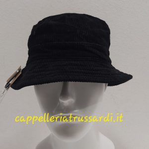 CAPPELLO PESCATORE BUCKET VELLUTO RIGHE NERO